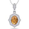 1 1/3 Carat Oval Shape Citrine and Diamond Necklace In 14 Karat White Gold, 18 Inches Image-1