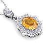 1 1/3 Carat Oval Shape Citrine and Diamond Necklace In 14 Karat White Gold, 18 Inches Image-4
