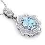 Aquamarine Necklace: Aquamarine Jewelry: 1 1/2 Carat Oval Shape Aquamarine and Diamond Necklace In 14 Karat White Gold, 18 Inches Image-4