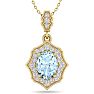 Aquamarine Necklace: Aquamarine Jewelry: 1 1/2 Carat Oval Shape Aquamarine and Diamond Necklace In 14 Karat Yellow Gold, 18 Inches Image-1