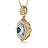 Aquamarine Necklace: Aquamarine Jewelry: 1 1/2 Carat Oval Shape Aquamarine and Diamond Necklace In 14 Karat Yellow Gold, 18 Inches Image-2