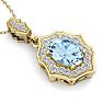 Aquamarine Necklace: Aquamarine Jewelry: 1 1/2 Carat Oval Shape Aquamarine and Diamond Necklace In 14 Karat Yellow Gold, 18 Inches Image-4