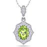 1 1/2 Carat Oval Shape Peridot and Diamond Necklace In 14 Karat White Gold, 18 Inches Image-1