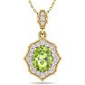 1 1/2 Carat Oval Shape Peridot and Diamond Necklace In 14 Karat Yellow Gold, 18 Inches Image-1