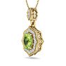 1 1/2 Carat Oval Shape Peridot and Diamond Necklace In 14 Karat Yellow Gold, 18 Inches Image-2