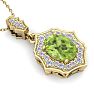 1 1/2 Carat Oval Shape Peridot and Diamond Necklace In 14 Karat Yellow Gold, 18 Inches Image-4