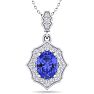 1 1/2 Carat Oval Shape Tanzanite and Diamond Necklace In 14 Karat White Gold, 18 Inches Image-1
