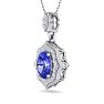 1 1/2 Carat Oval Shape Tanzanite and Diamond Necklace In 14 Karat White Gold, 18 Inches Image-2