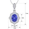 1 1/2 Carat Oval Shape Tanzanite and Diamond Necklace In 14 Karat White Gold, 18 Inches Image-5