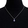 1 1/2 Carat Oval Shape Tanzanite and Diamond Necklace In 14 Karat White Gold, 18 Inches Image-6