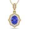1 1/2 Carat Oval Shape Tanzanite and Diamond Necklace In 14 Karat Yellow Gold, 18 Inches Image-1