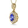 1 1/2 Carat Oval Shape Tanzanite and Diamond Necklace In 14 Karat Yellow Gold, 18 Inches Image-2