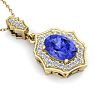 1 1/2 Carat Oval Shape Tanzanite and Diamond Necklace In 14 Karat Yellow Gold, 18 Inches Image-4