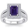 2 1/5 Carat Amethyst and Halo Diamond Ring In 14 Karat White Gold Image-1