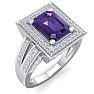 2 1/5 Carat Amethyst and Halo Diamond Ring In 14 Karat White Gold Image-2