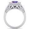 2 1/5 Carat Amethyst and Halo Diamond Ring In 14 Karat White Gold Image-3