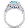 2 1/2 Carat Blue Topaz and Halo Diamond Ring In 14 Karat White Gold Image-3