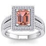 2 Carat Morganite and Halo Diamond Ring In 14 Karat White Gold Image-1