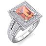 2 Carat Morganite and Halo Diamond Ring In 14 Karat White Gold Image-2