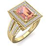 2 Carat Morganite and Halo Diamond Ring In 14 Karat Yellow Gold Image-2
