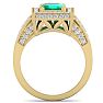 2 Carat Emerald and Halo Diamond Ring In 14 Karat Yellow Gold Image-3