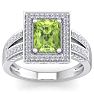 2 1/2 Carat Peridot and Halo Diamond Ring In 14 Karat White Gold Image-1