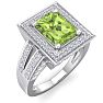 2 1/2 Carat Peridot and Halo Diamond Ring In 14 Karat White Gold Image-2