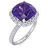 5 1/2 Carat Cushion Cut Amethyst and Diamond Ring In 14 Karat White Gold Image-2