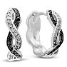 1/4 Carat Black and White Diamond Swirl Hoop Earrings, 1/2 Inch, Hidden Snap Backs
 Image-1