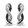 1/4 Carat Black and White Diamond Swirl Hoop Earrings, 1/2 Inch, Hidden Snap Backs
 Image-2