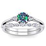 3/4 Carat Round Shape Mystic Topaz Ring and Diamond Band - Bridal Set In 14 Karat White Gold Image-1