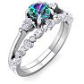 3/4 Carat Round Shape Mystic Topaz Ring and Diamond Band - Bridal Set In 14 Karat White Gold Image-2