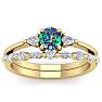 3/4 Carat Round Shape Mystic Topaz Ring and Diamond Band - Bridal Set In 14 Karat Yellow Gold Image-1
