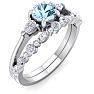 Aquamarine Ring: Aquamarine Jewelry: 7/8 Carat Aquamarine and Diamond Antique Style Bridal Set In 14 Karat White Gold Image-2