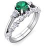 7/8 Carat Emerald and Diamond Antique Style Bridal Set In 14 Karat White Gold Image-2