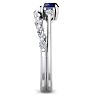 1 Carat Sapphire and Diamond Antique Style Bridal Set In 14 Karat White Gold Image-4