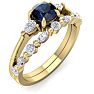 1 Carat Sapphire and Diamond Antique Style Bridal Set In 14 Karat Yellow Gold Image-2