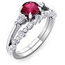 1 Carat Ruby and Diamond Antique Style Bridal Set In 14 Karat White Gold Image-2