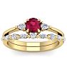 1 Carat Ruby and Diamond Antique Style Bridal Set In 14 Karat Yellow Gold Image-1