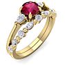 1 Carat Ruby and Diamond Antique Style Bridal Set In 14 Karat Yellow Gold Image-2