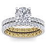 3 1/2 Carat Round Shape Diamond Bridal Set In Quilted 14 Karat White and Yellow Gold Image-1