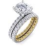 3 1/2 Carat Round Shape Diamond Bridal Set In Quilted 14 Karat White and Yellow Gold Image-2
