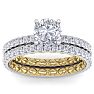 2 Carat Round Shape Diamond Bridal Set In Quilted 14 Karat White and Yellow Gold Image-1