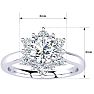 Moissanite Engagement Ring; 1 1/2 Carat Round Shape Flower Halo Moissanite Engagement Ring In 14K White Gold Image-5
