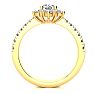 Moissanite Engagement Ring; 2 Carat Round Shape Flower Halo Moissanite Engagement Ring In 14K Yellow Gold Image-3