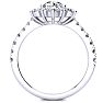 Moissanite Engagement Ring; 1 Carat Round Shape Flower Halo Moissanite Engagement Ring In 14K White Gold Image-3