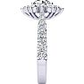 Moissanite Engagement Ring; 1 Carat Round Shape Flower Halo Moissanite Engagement Ring In 14K White Gold Image-4