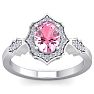 Pink Gemstones 1 3/4 Carat Oval Shape Pink Topaz and Diamond Ring In 14 Karat White Gold Image-1