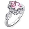 Pink Gemstones 1 3/4 Carat Oval Shape Pink Topaz and Diamond Ring In 14 Karat White Gold Image-2