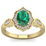 1 1/2 Carat Oval Shape Emerald and Diamond Ring In 14 Karat Yellow Gold Image-1